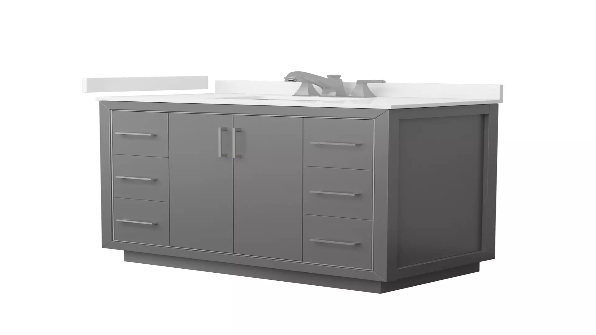Icon 42 Inch Single Bathroom Vanity in Dark Gray, White Quartz Countertop, Undermount Square Sink (3-Hole), Brushed Nickel Trim material
