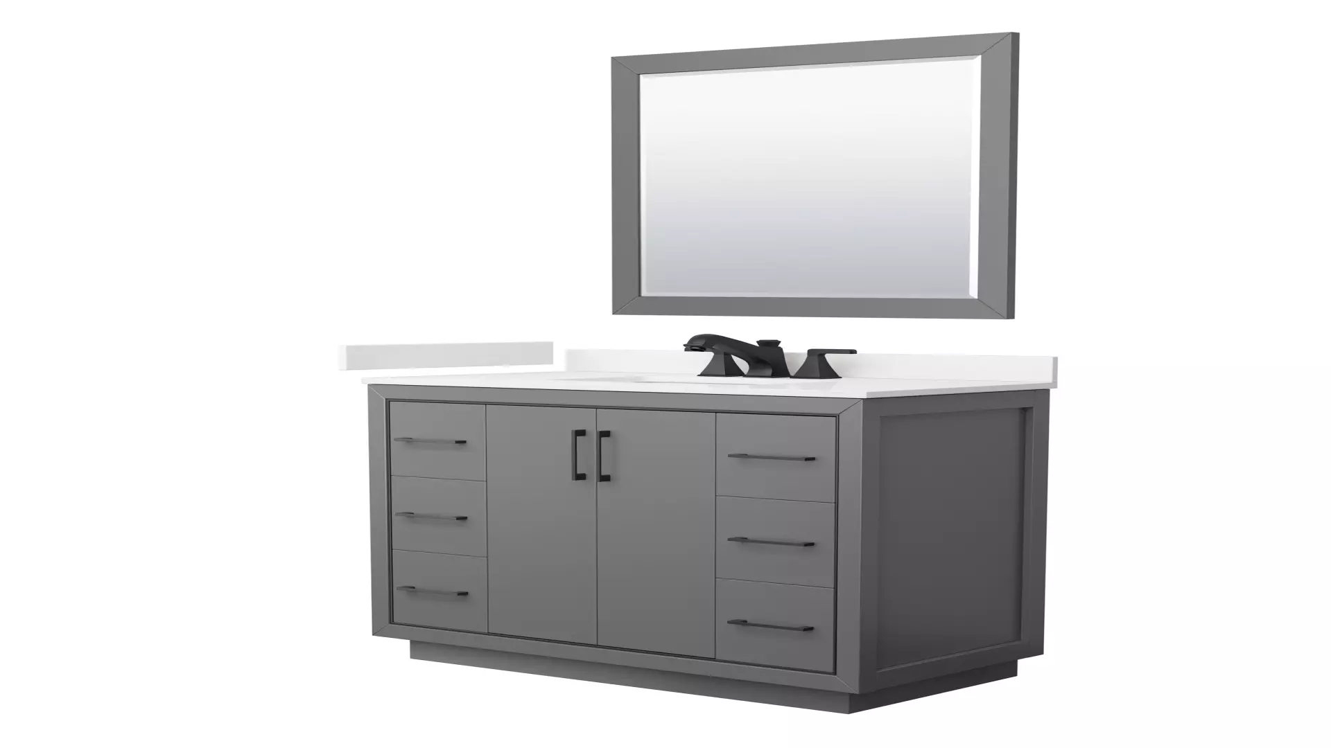 Icon 42 Inch Single Bathroom Vanity in Dark Gray, White Quartz Countertop, Undermount Square Sink (3-Hole), Matte Black Trim, 34 Inch Mirror material
