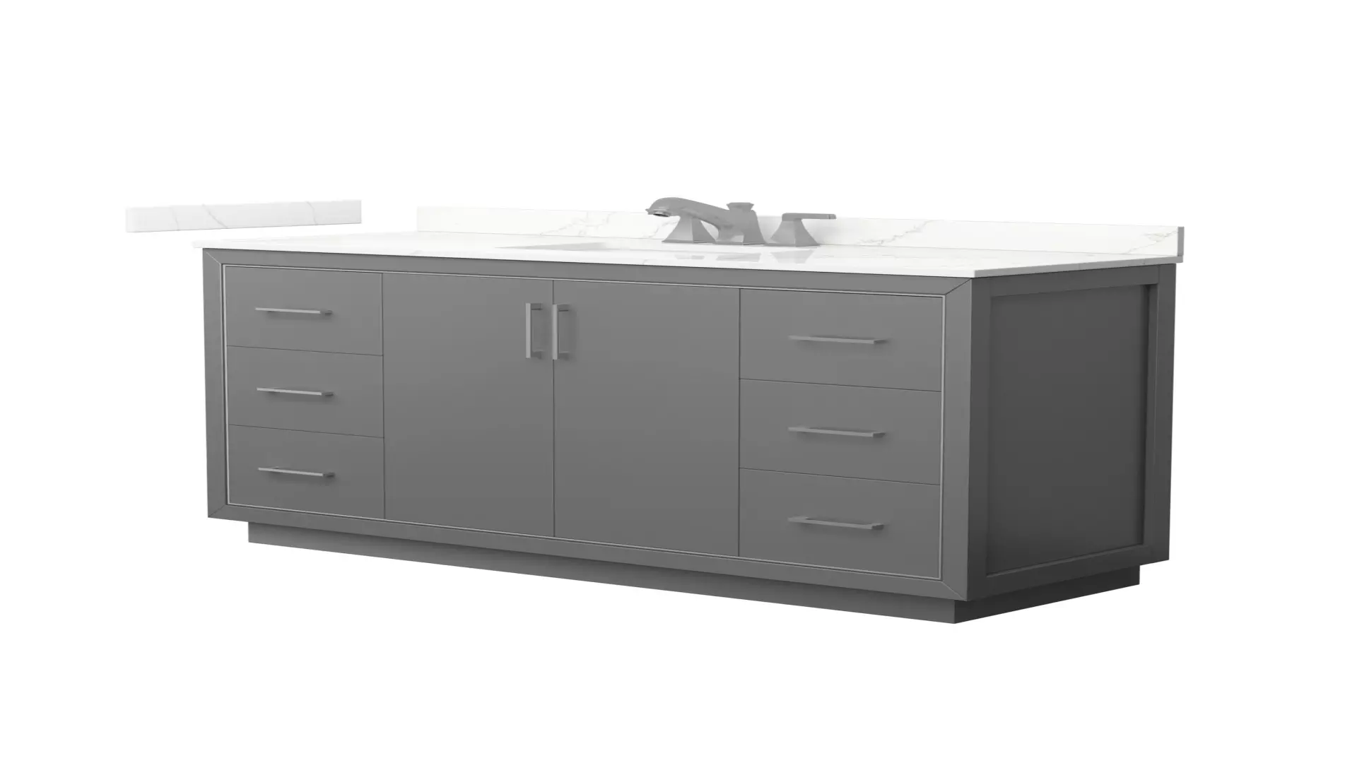 Icon 60 Inch Single Bathroom Vanity in Dark Gray, Giotto Quartz Countertop, Undermount Square Sink (3-Hole), Brushed Nickel Trim material