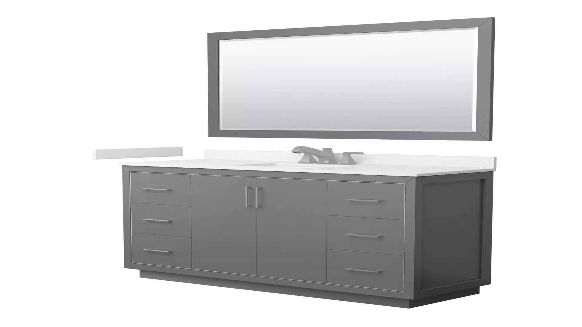 Icon 60 Inch Single Bathroom Vanity in Dark Gray, White Quartz Countertop, Undermount Square Sink (3-Hole), Brushed Nickel Trim, 58 Inch Mirror material