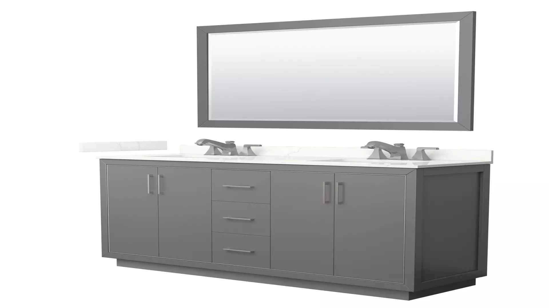 Icon 66 Inch Double Bathroom Vanity in Dark Gray, Giotto Quartz Countertop, Undermount Square Sinks (3-Hole), Brushed Nickel Trim, 58 Inch Mirror material