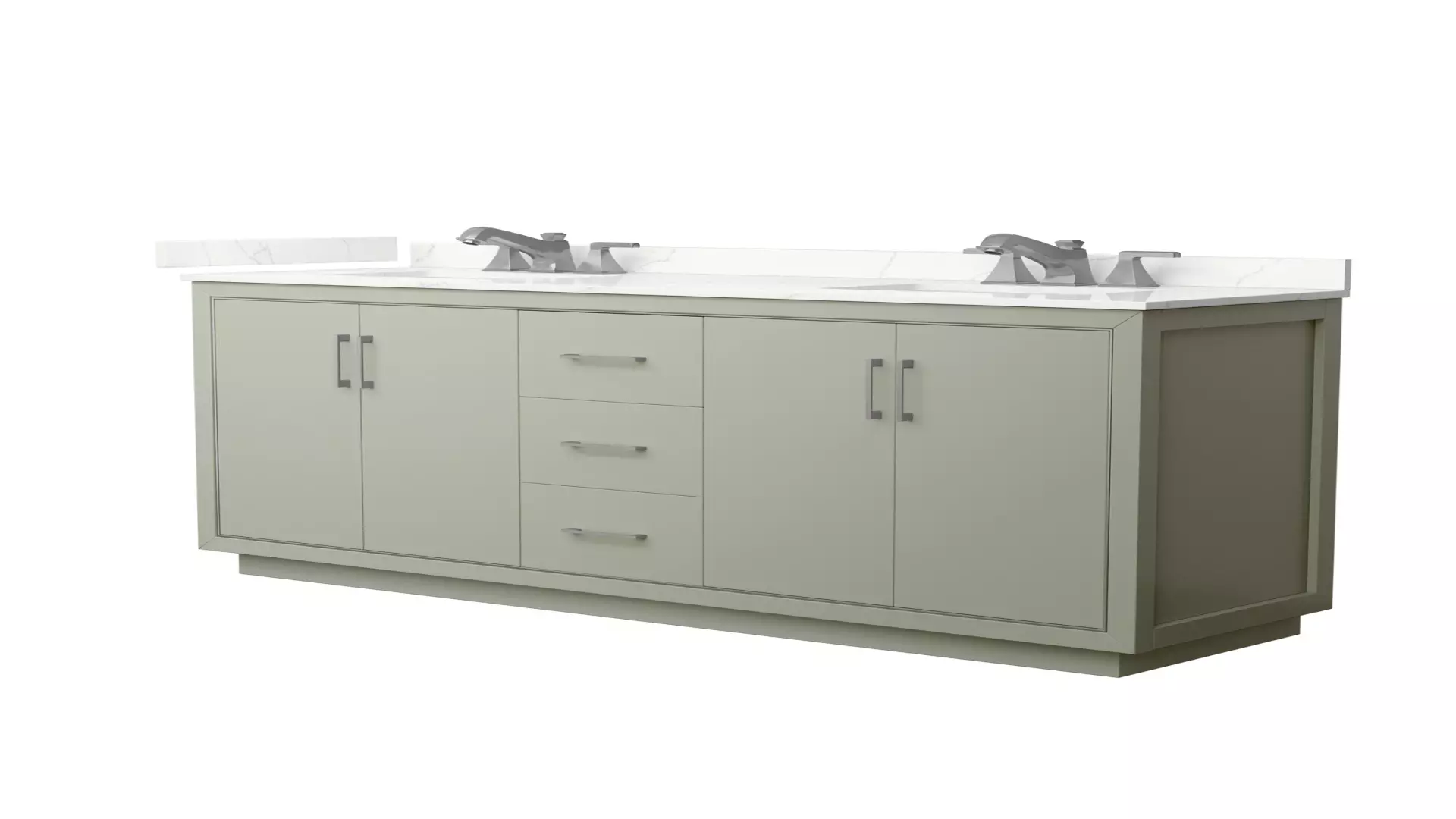 Icon 72 Inch Double Bathroom Vanity in Light Green, Giotto Quartz Countertop, Undermount Square Sinks (3-Hole), Brushed Nickel Trim material