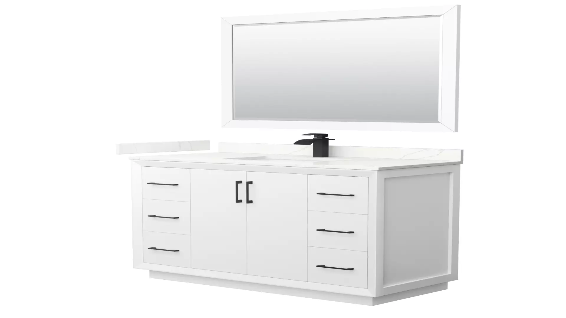Strada 48 Inch Single Bathroom Vanity in White, Giotto Quartz Countertop, Undermount Square Sink (1-Hole), Matte Black Trim, 46 Inch Mirror material