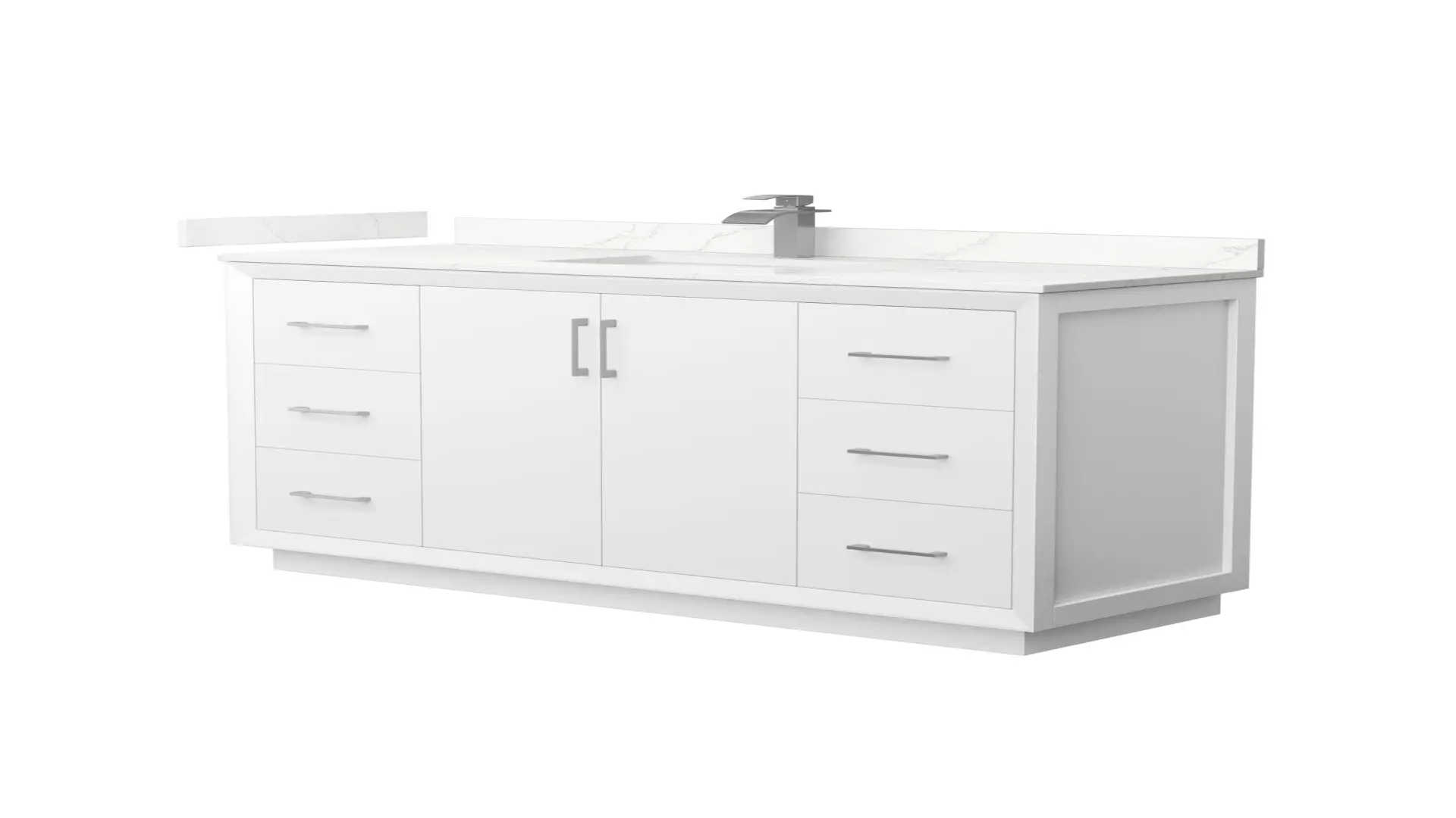 Strada 60 Inch Single Bathroom Vanity in White, Giotto Quartz Countertop, Undermount Square Sink (1-Hole), Brushed Nickel Trim material
