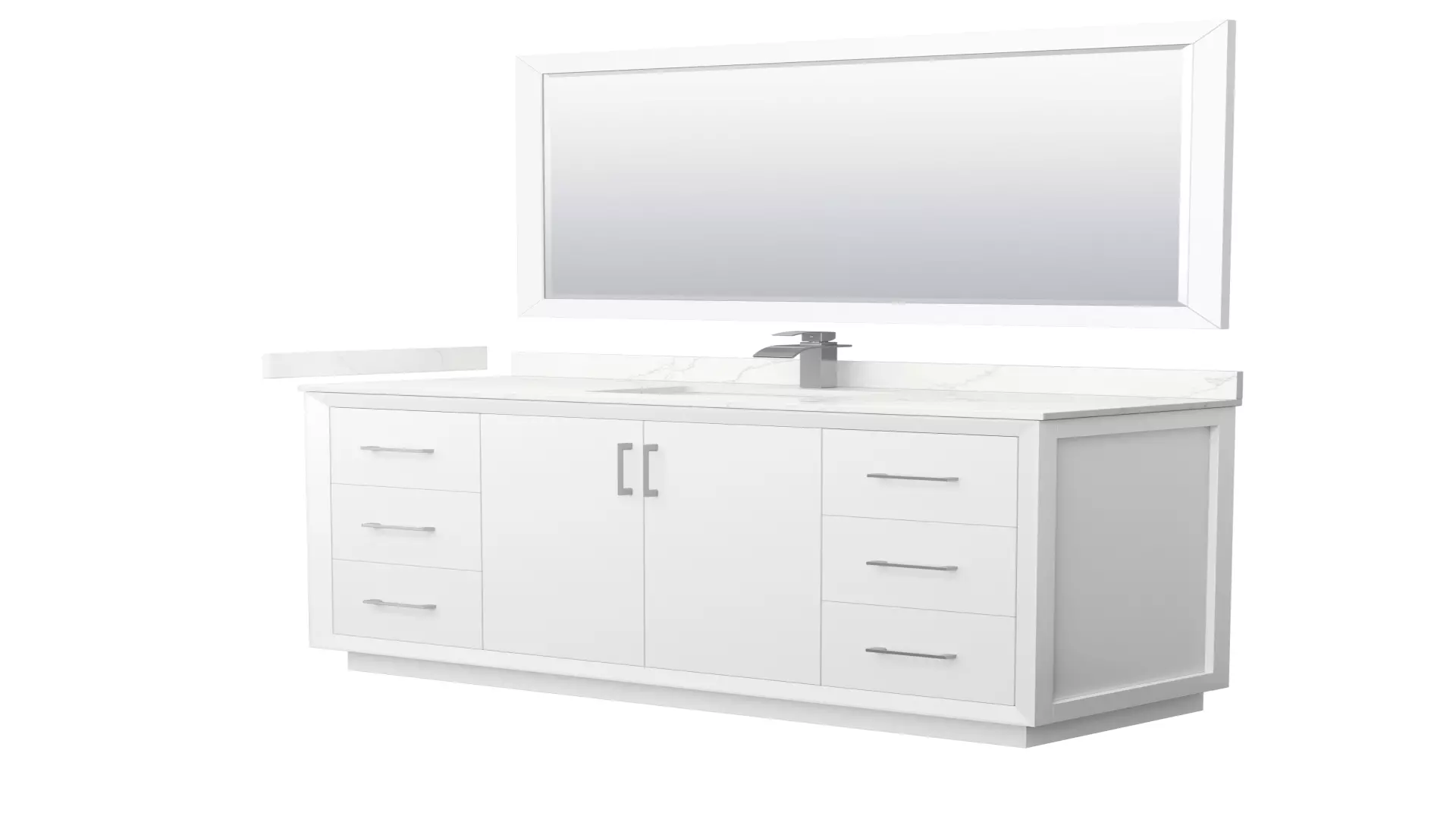 Strada 60 Inch Single Bathroom Vanity in White, Giotto Quartz Countertop, Undermount Square Sink (1-Hole), Brushed Nickel Trim, 58 Inch Mirror material