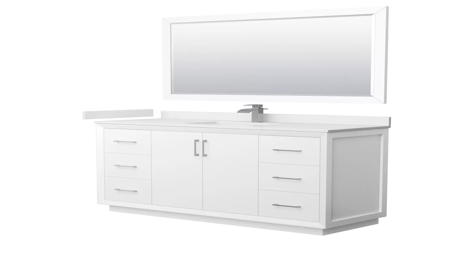 Strada 60 Inch Single Bathroom Vanity in White, White Quartz Countertop, Undermount Square Sink (1-Hole), Brushed Nickel Trim, 58 Inch Mirror material