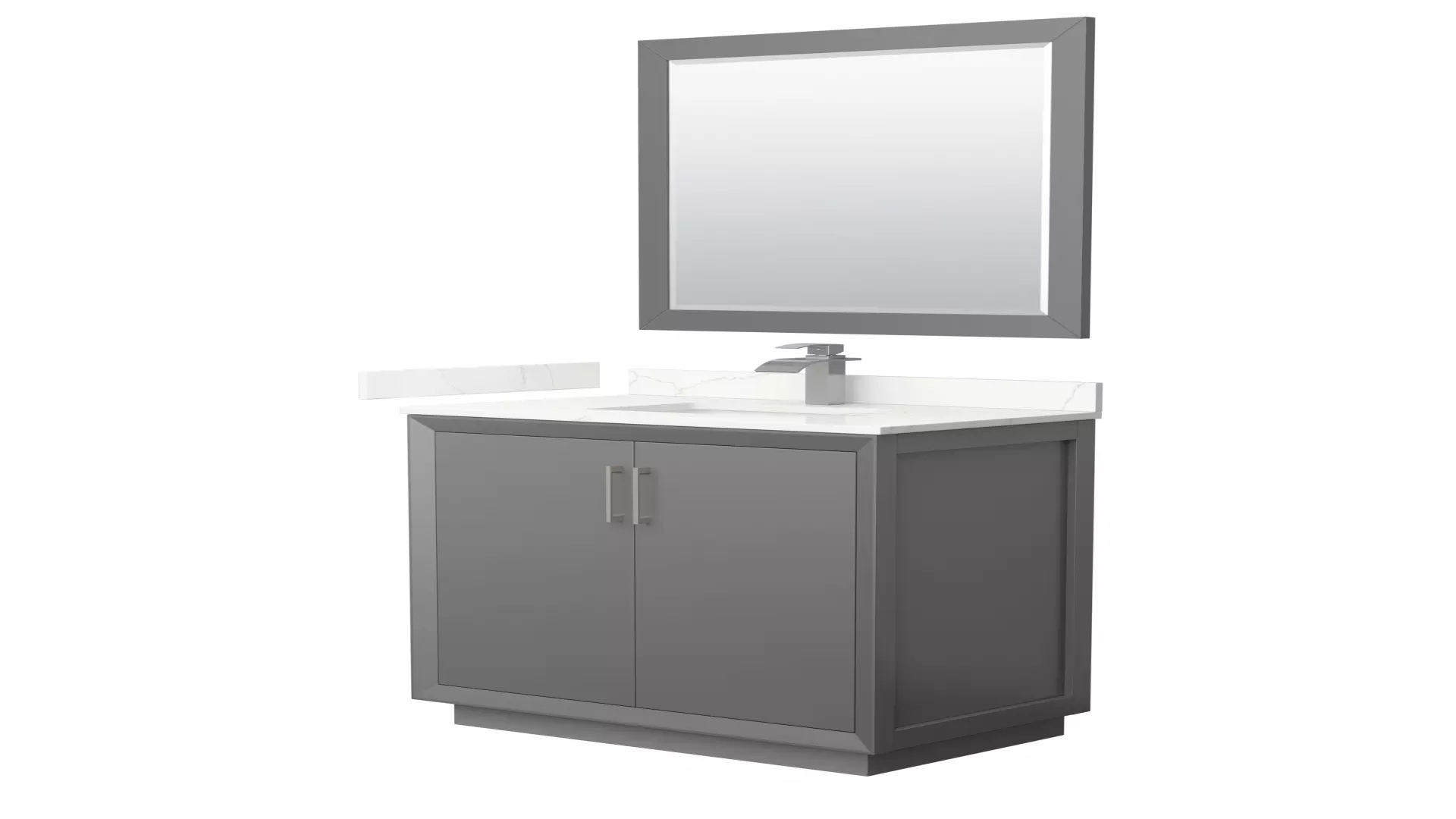 Strada 36 Inch Single Bathroom Vanity in Dark Gray, Giotto Quartz Countertop, Undermount Square Sink (1-Hole), Brushed Nickel Trim, 34 Inch Mirror material