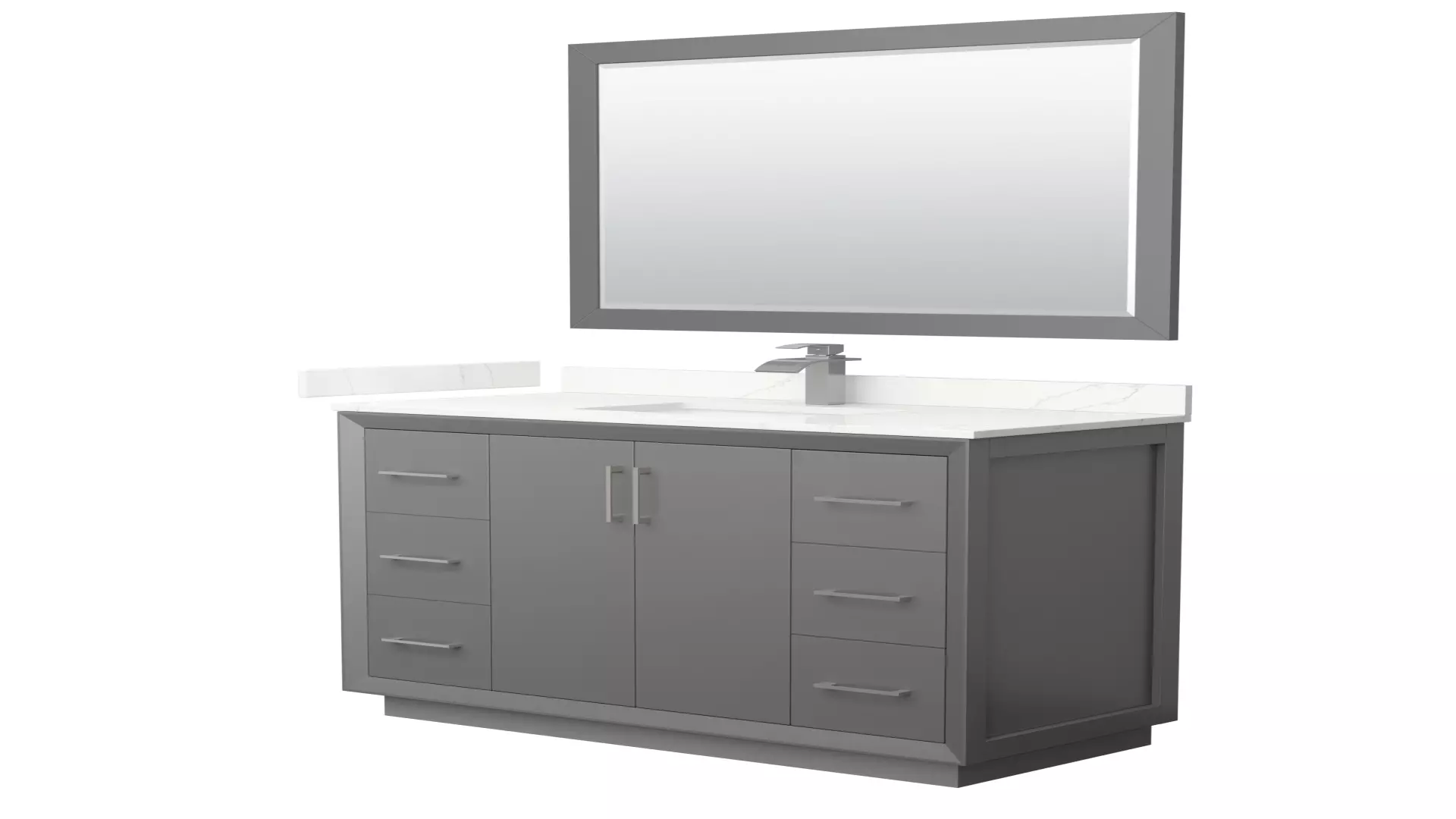 Strada 48 Inch Single Bathroom Vanity in Dark Gray, Giotto Quartz Countertop, Undermount Square Sink (1-Hole), Brushed Nickel Trim, 46 Inch Mirror material
