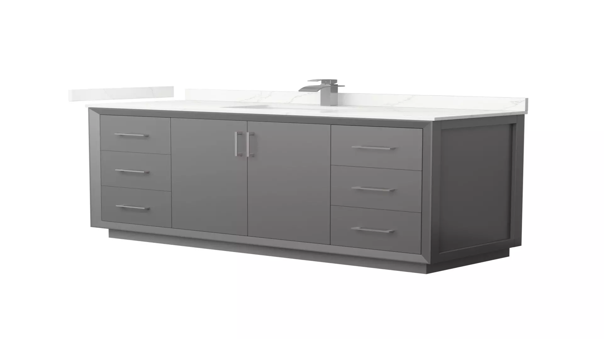 Strada 60 Inch Single Bathroom Vanity in Dark Gray, Giotto Quartz Countertop, Undermount Square Sink (1-Hole), Brushed Nickel Trim material
