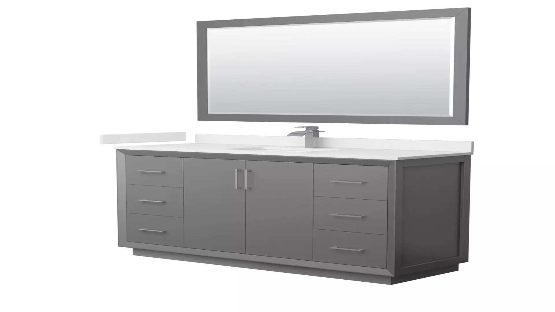 Strada 60 Inch Single Bathroom Vanity in Dark Gray, White Quartz Countertop, Undermount Square Sink (1-Hole), Brushed Nickel Trim, 58 Inch Mirror material