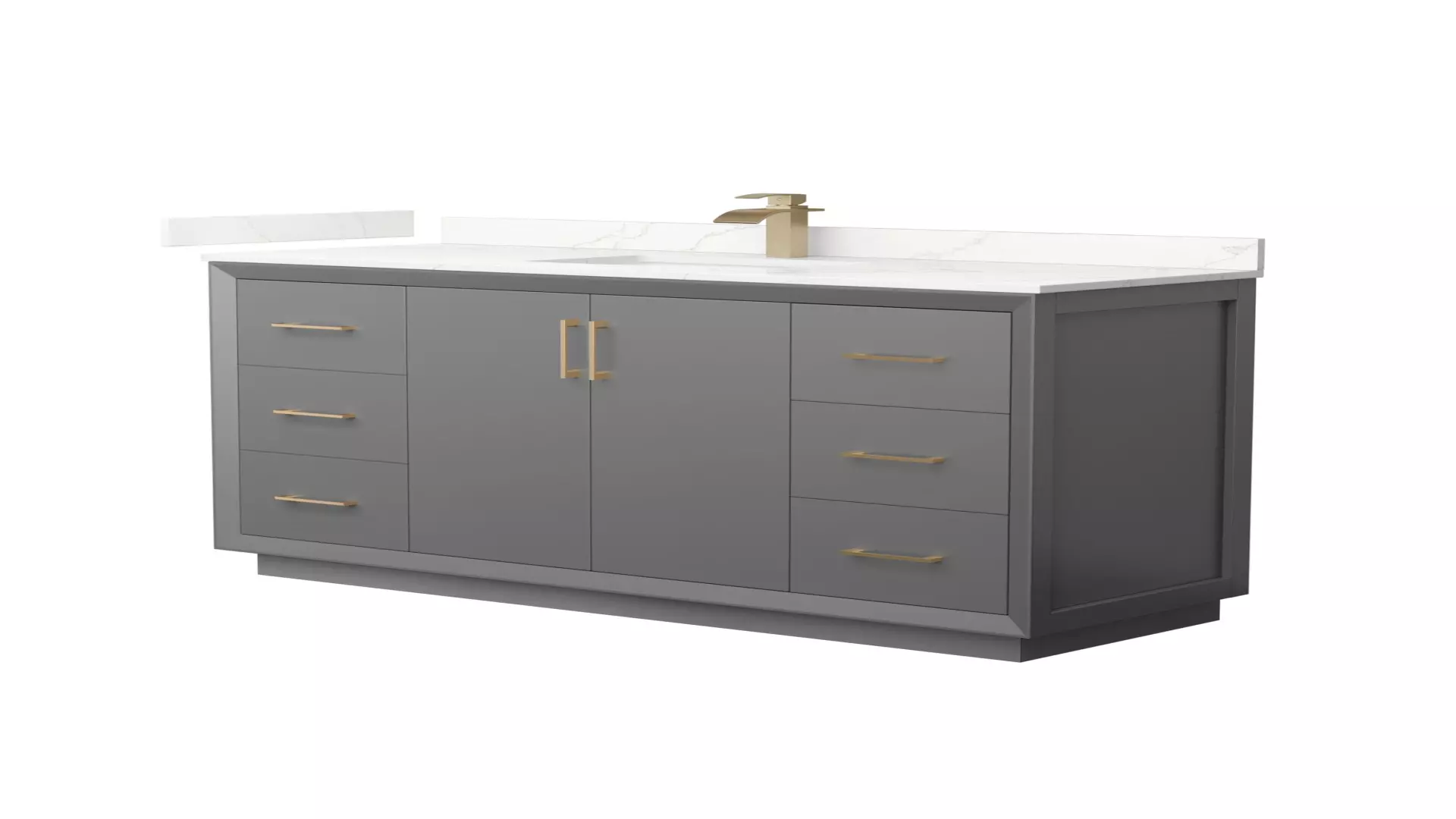 Strada 60 Inch Single Bathroom Vanity in Dark Gray, Giotto Quartz Countertop, Undermount Square Sink (1-Hole), Satin Bronze Trim material