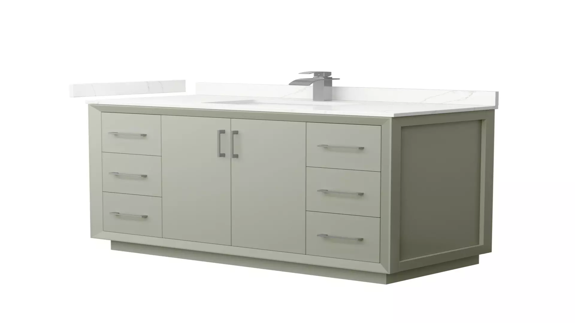 Strada 48 Inch Single Bathroom Vanity in Light Green, Giotto Quartz Countertop, Undermount Square Sink (1-Hole), Brushed Nickel Trim material