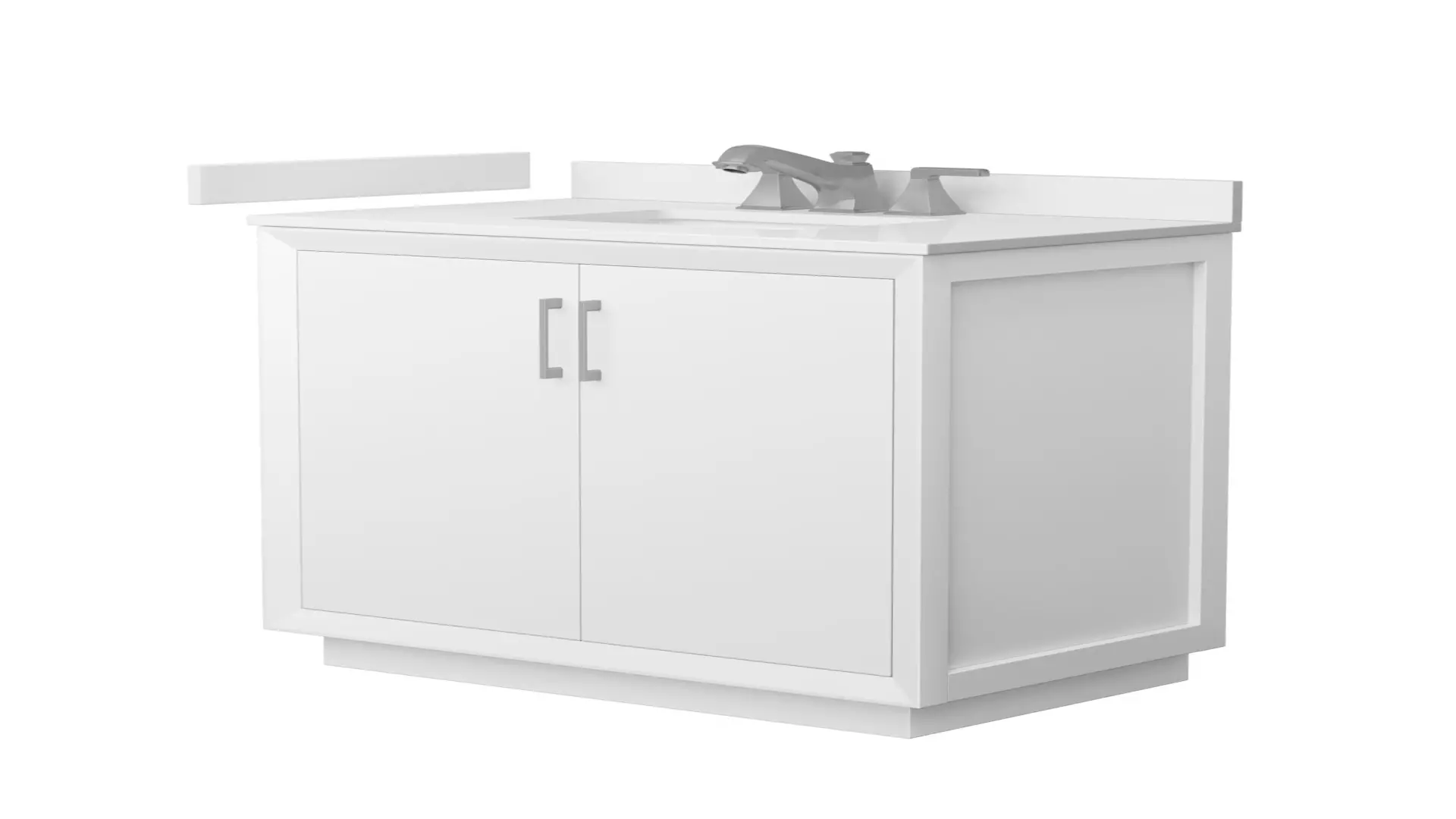 Strada 36 Inch Single Bathroom Vanity in White, White Quartz Countertop, Undermount Square Sink (3-Hole), Brushed Nickel Trim material