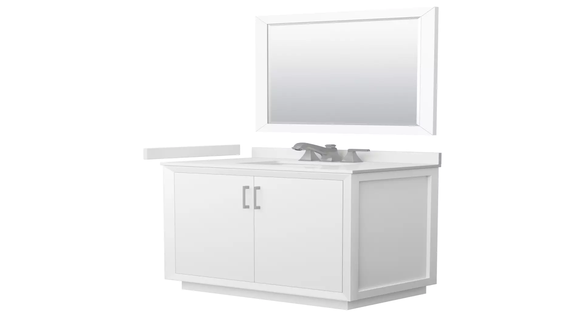 Strada 36 Inch Single Bathroom Vanity in White, White Quartz Countertop, Undermount Square Sink (3-Hole), Brushed Nickel Trim, 34 Inch Mirror material
