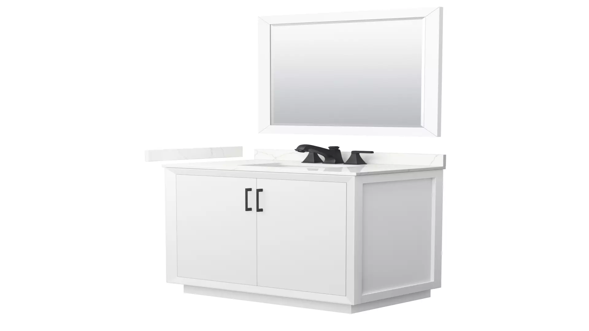 Strada 36 Inch Single Bathroom Vanity in White, Giotto Quartz Countertop, Undermount Square Sink (3-Hole), Matte Black Trim, 34 Inch Mirror material