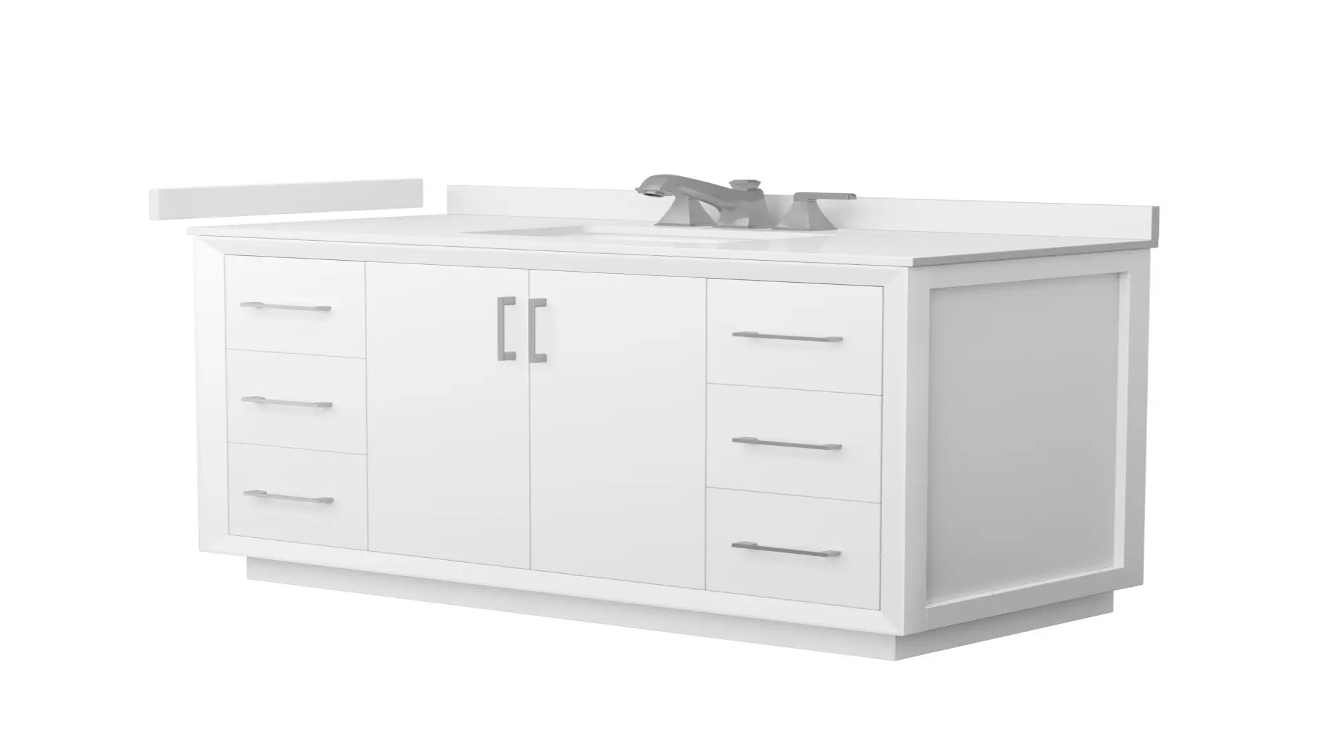 Strada 48 Inch Single Bathroom Vanity in White, White Quartz Countertop, Undermount Square Sink (3-Hole), Brushed Nickel Trim material