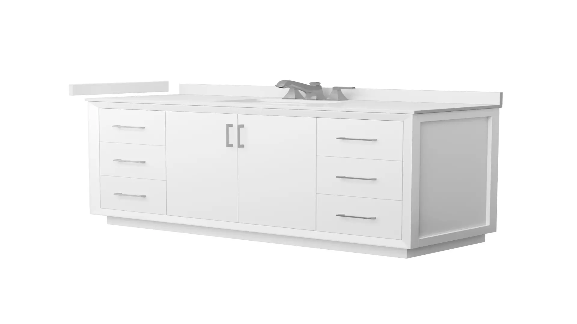 Strada 60 Inch Single Bathroom Vanity in White, White Quartz Countertop, Undermount Square Sink (3-Hole), Brushed Nickel Trim material
