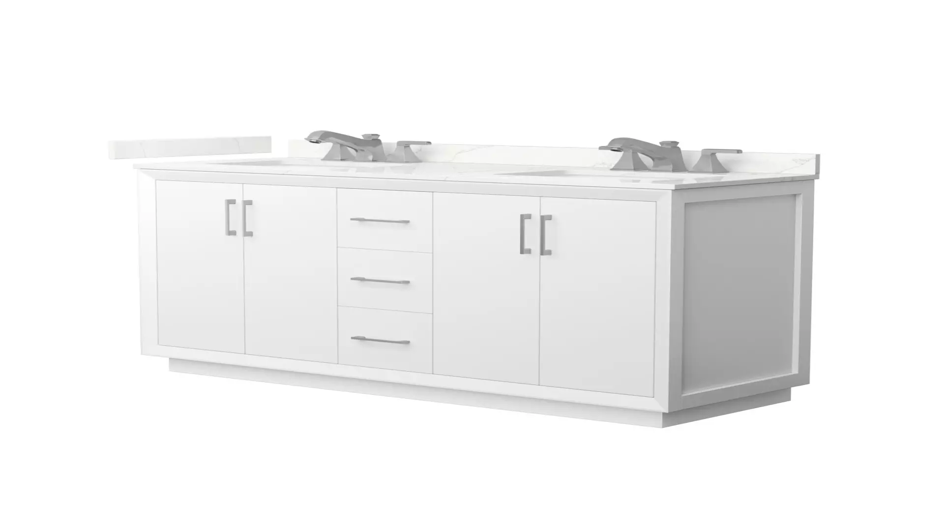 Strada 60 Inch Double Bathroom Vanity in White, Giotto Quartz Countertop, Undermount Square Sink (3-Hole), Brushed Nickel Trim material