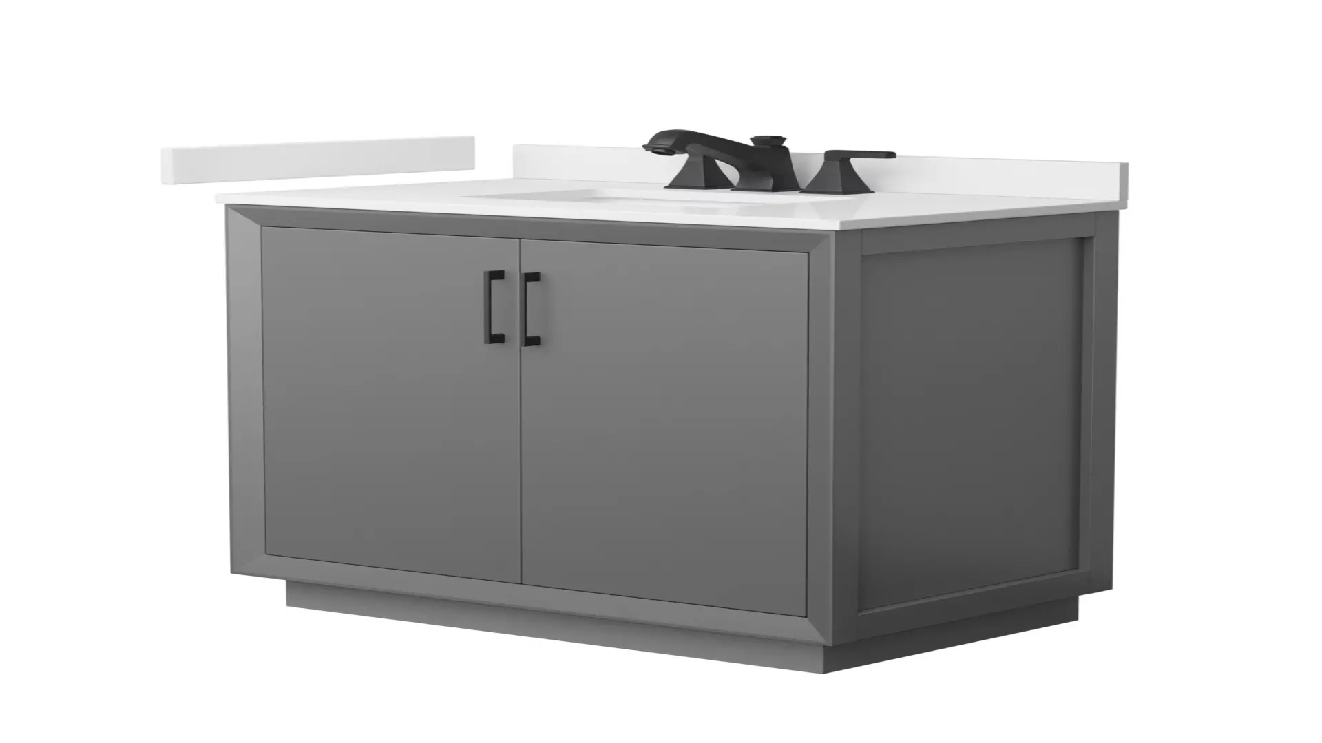 Strada 36 Inch Single Bathroom Vanity in Dark Gray, White Quartz Countertop, Undermount Square Sink (3-Hole), Matte Black Trim material