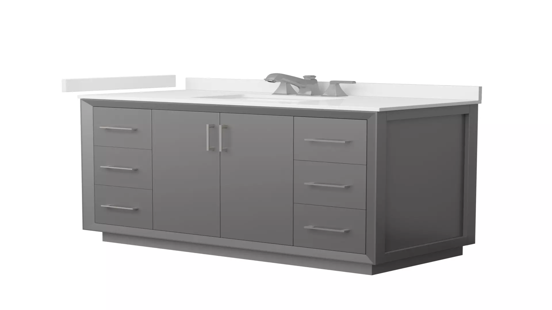 Strada 48 Inch Single Bathroom Vanity in Dark Gray, White Quartz Countertop, Undermount Square Sink (3-Hole), Brushed Nickel Trim material