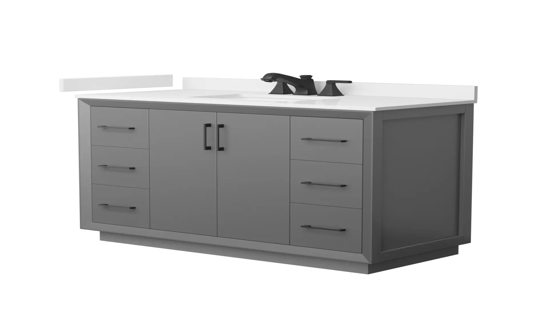 Strada 48 Inch Single Bathroom Vanity in Dark Gray, White Quartz Countertop, Undermount Square Sink (3-Hole), Matte Black Trim material