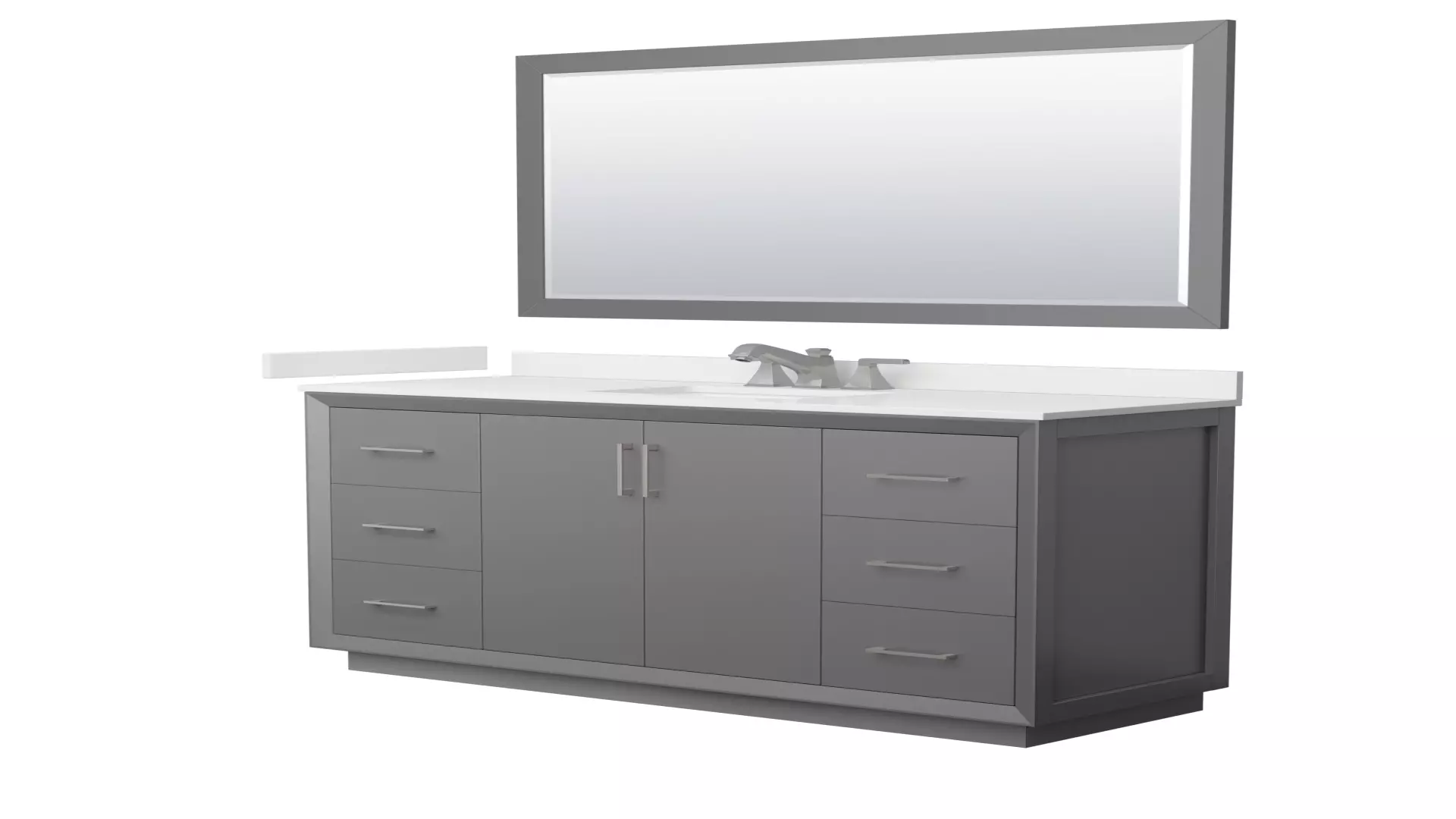 Strada 60 Inch Single Bathroom Vanity in Dark Gray, White Quartz Countertop, Undermount Square Sink (3-Hole), Brushed Nickel Trim, 58 Inch Mirror material