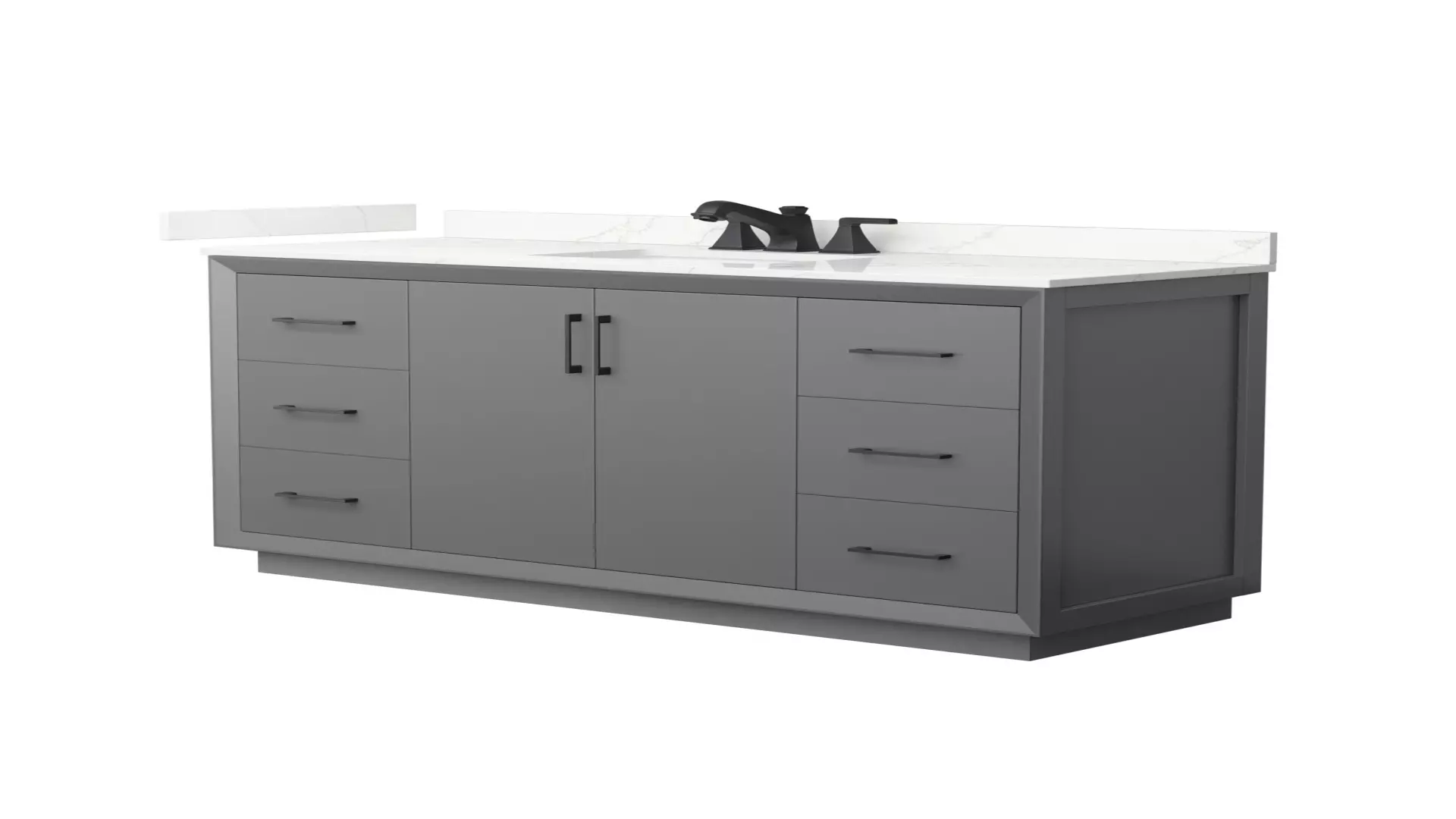 Strada 60 Inch Single Bathroom Vanity in Dark Gray, Giotto Quartz Countertop, Undermount Square Sink (3-Hole), Matte Black Trim material