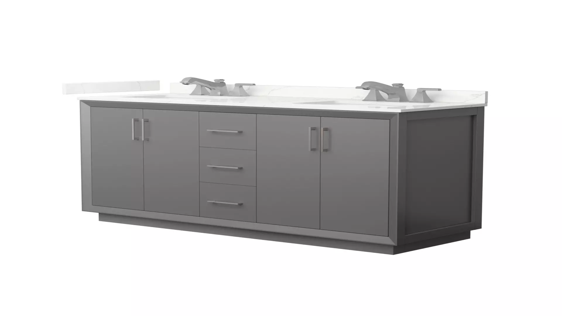 Strada 60 Inch Double Bathroom Vanity in Dark Gray, Giotto Quartz Countertop, Undermount Square Sink (3-Hole), Brushed Nickel Trim material