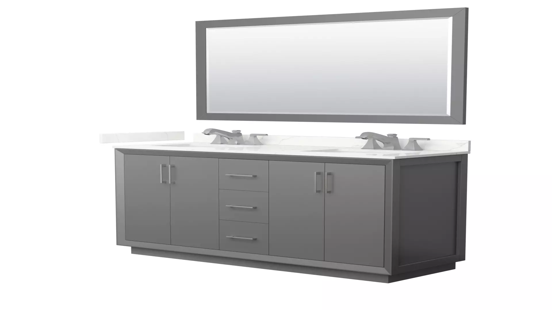 Strada 60 Inch Double Bathroom Vanity in Dark Gray, Giotto Quartz Countertop, Undermount Square Sink (3-Hole), Brushed Nickel Trim, 58 Inch Mirror material
