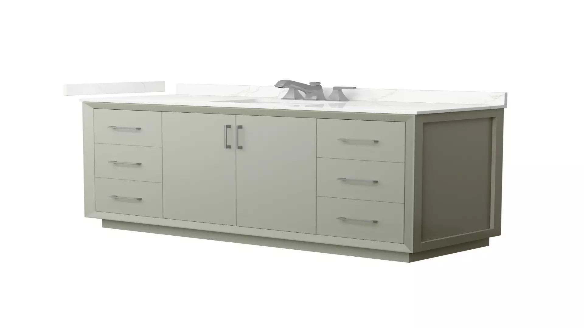 Strada 60 Inch Single Bathroom Vanity in Light Green, Giotto Quartz Countertop, Undermount Square Sink (3-Hole), Brushed Nickel Trim material