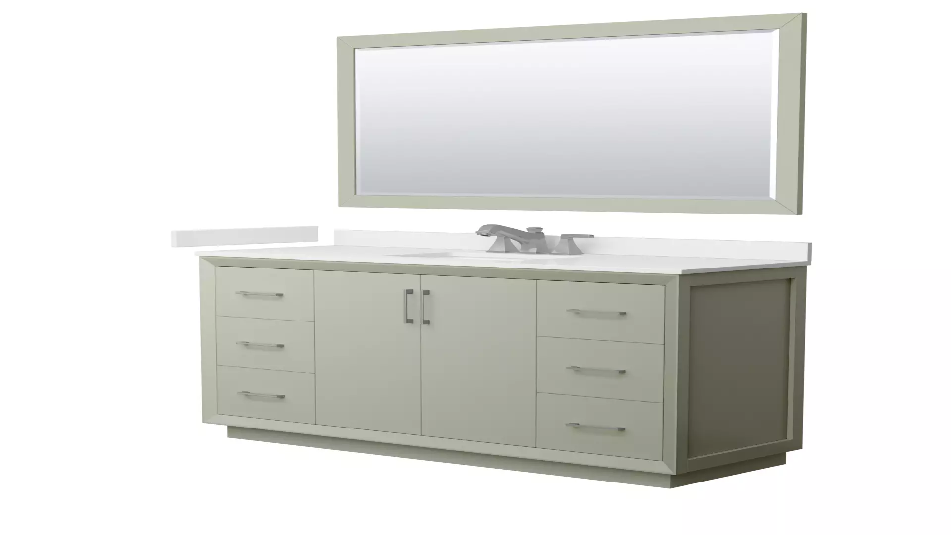 Strada 60 Inch Single Bathroom Vanity in Light Green, White Quartz Countertop, Undermount Square Sink (3-Hole), Brushed Nickel Trim, 58 Inch Mirror material