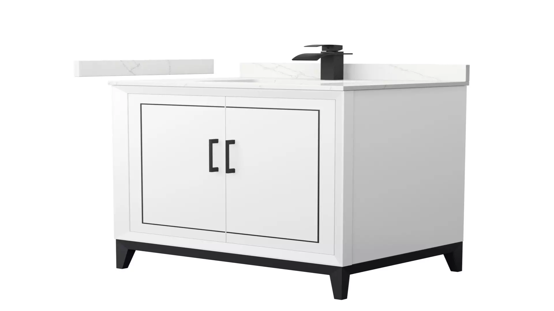 Marlena 30 Inch Single Bathroom Vanity in White, Giotto Quartz Countertop, Undermount Square Sink (1-Hole), Matte Black Trim material