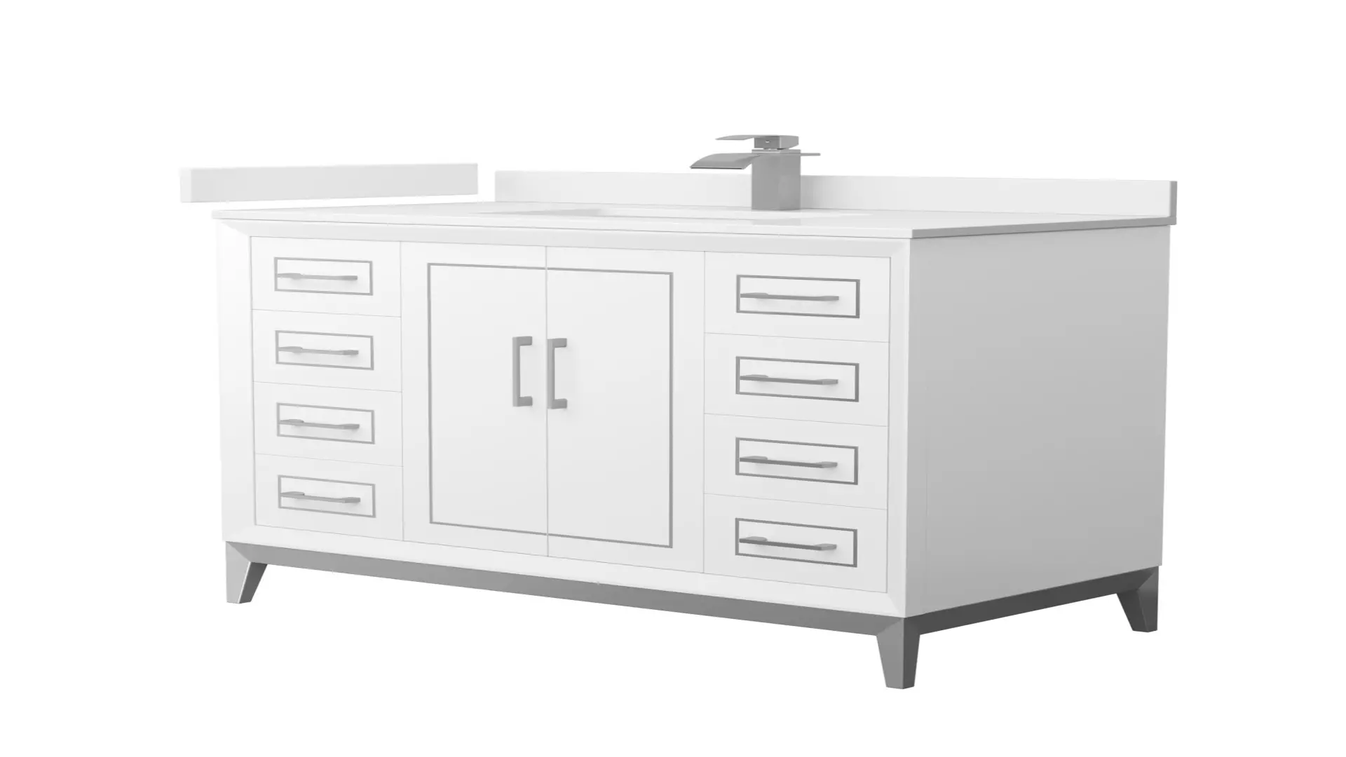 Marlena 42 Inch Single Bathroom Vanity in White, White Quartz Countertop, Undermount Square Sink (1-Hole), Brushed Nickel Trim material