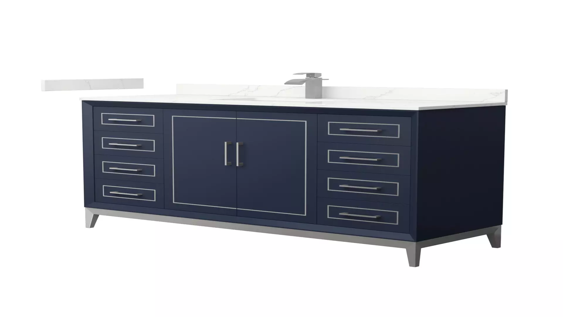 Marlena 60 Inch Single Bathroom Vanity in Dark Blue, Giotto Quartz Countertop, Undermount Square Sink (1-Hole), Brushed Nickel Trim material