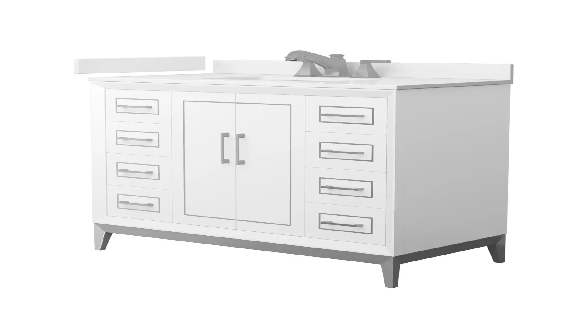 Marlena 42 Inch Single Bathroom Vanity in White, White Quartz Countertop, Undermount Square Sink (3-Hole), Brushed Nickel Trim material
