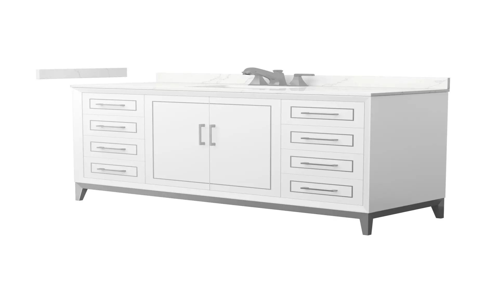 Marlena 60 Inch Single Bathroom Vanity in White, Giotto Quartz Countertop, Undermount Square Sink (3-Hole), Brushed Nickel Trim material
