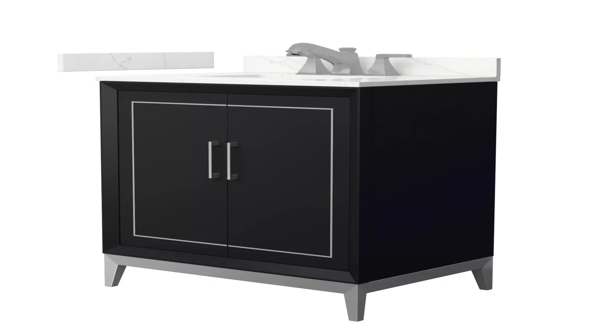 Marlena 30 Inch Single Bathroom Vanity in Black, Giotto Quartz Countertop, Undermount Square Sink (3-Hole), Brushed Nickel Trim material