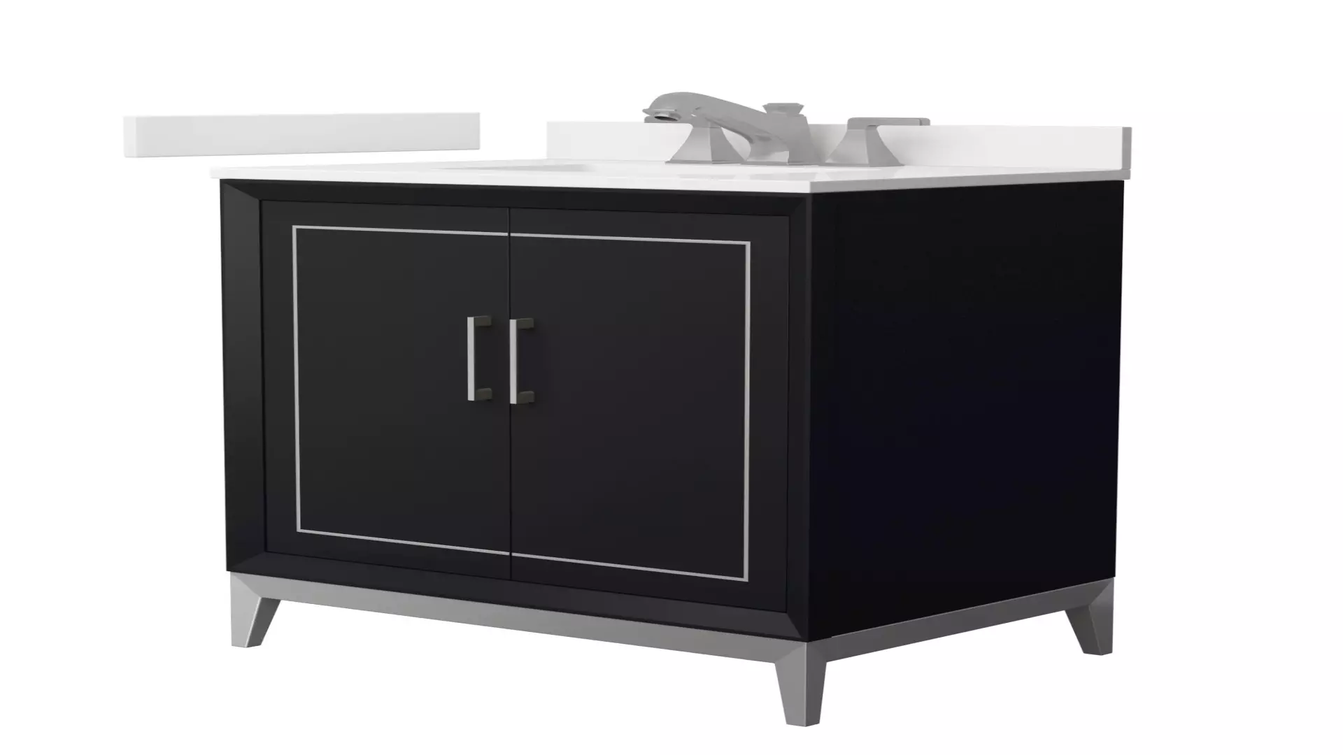 Marlena 30 Inch Single Bathroom Vanity in Black, White Quartz Countertop, Undermount Square Sink (3-Hole), Brushed Nickel Trim material