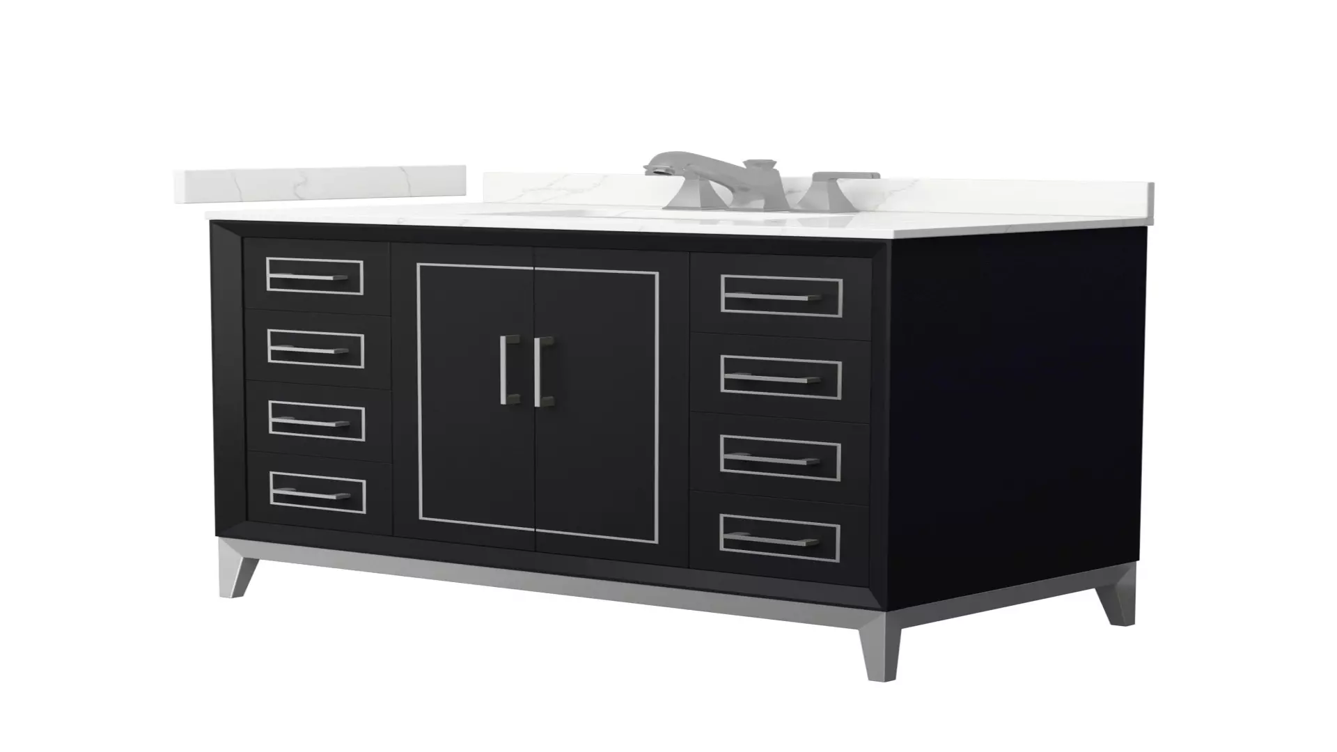 Marlena 42 Inch Single Bathroom Vanity in Black, Giotto Quartz Countertop, Undermount Square Sink (3-Hole), Brushed Nickel Trim material