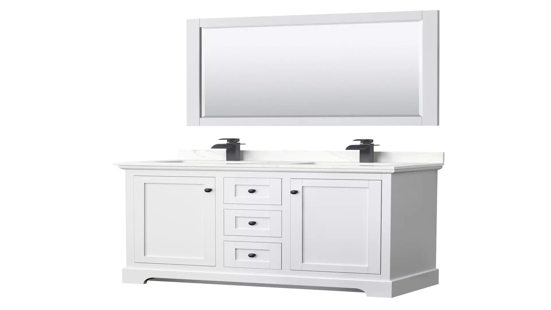 Avery 48 Inch Double Bathroom Vanity in White, Giotto Quartz Countertop, Undermount Square Sinks (1-Hole), Matte Black Trim, 46 Inch Mirror material