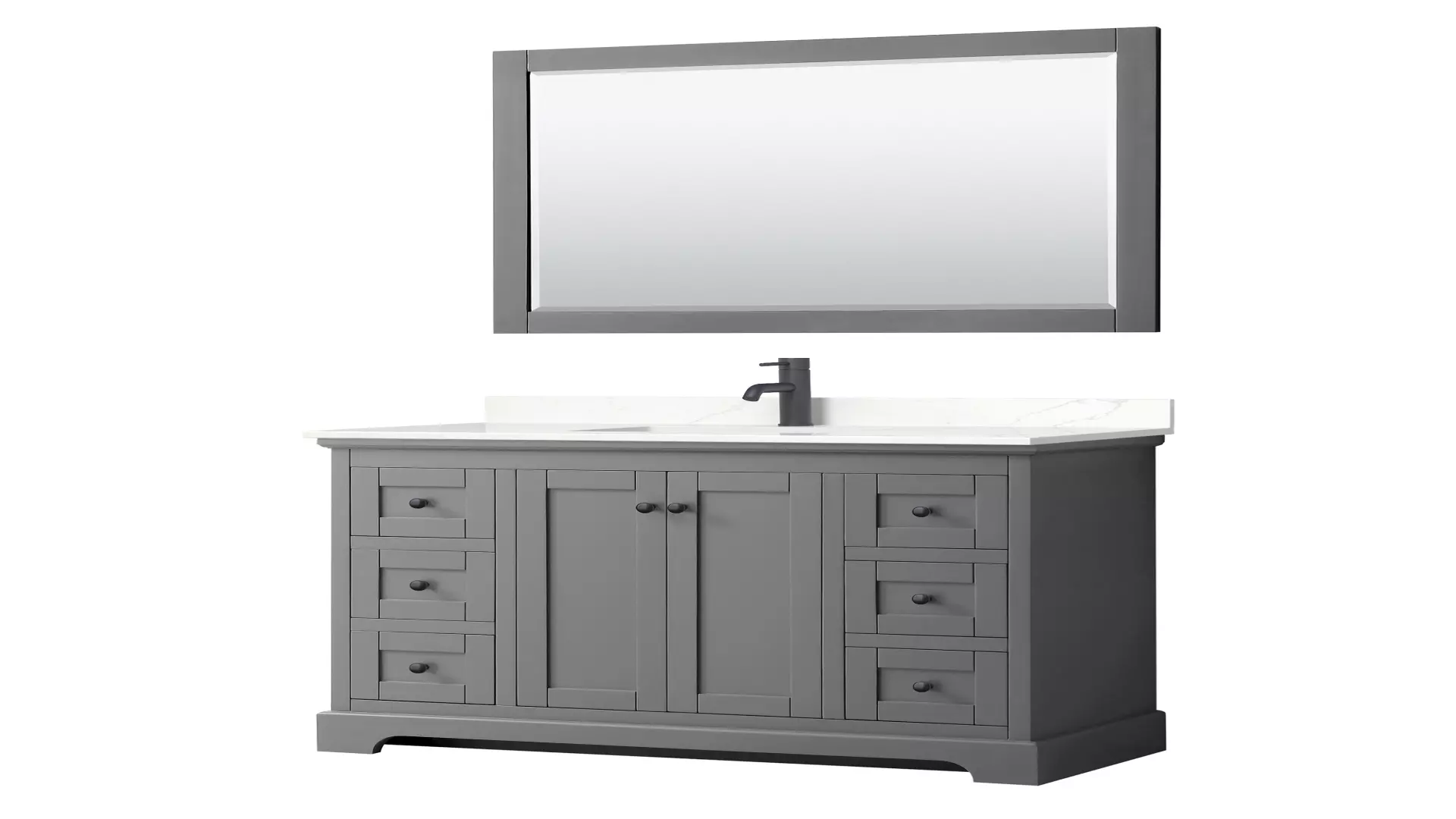 Avery 48 Inch Single Bathroom Vanity in Dark Gray, Giotto Quartz Countertop, Undermount Square Sink (1-Hole), Matte Black Trim, 46 Inch Mirror material