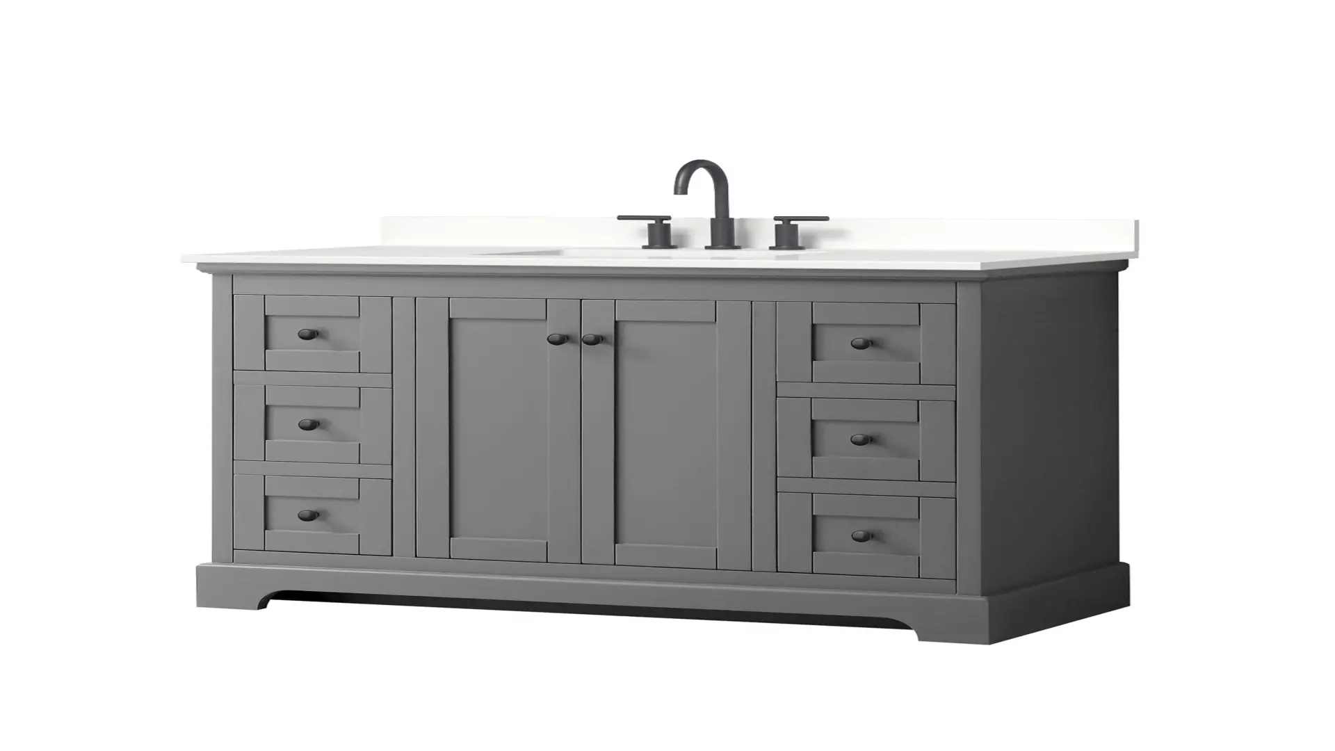 Avery 48 Inch Single Bathroom Vanity in Dark Gray, White Quartz Countertop, Undermount Square Sink (3-Hole), Matte Black Trim material