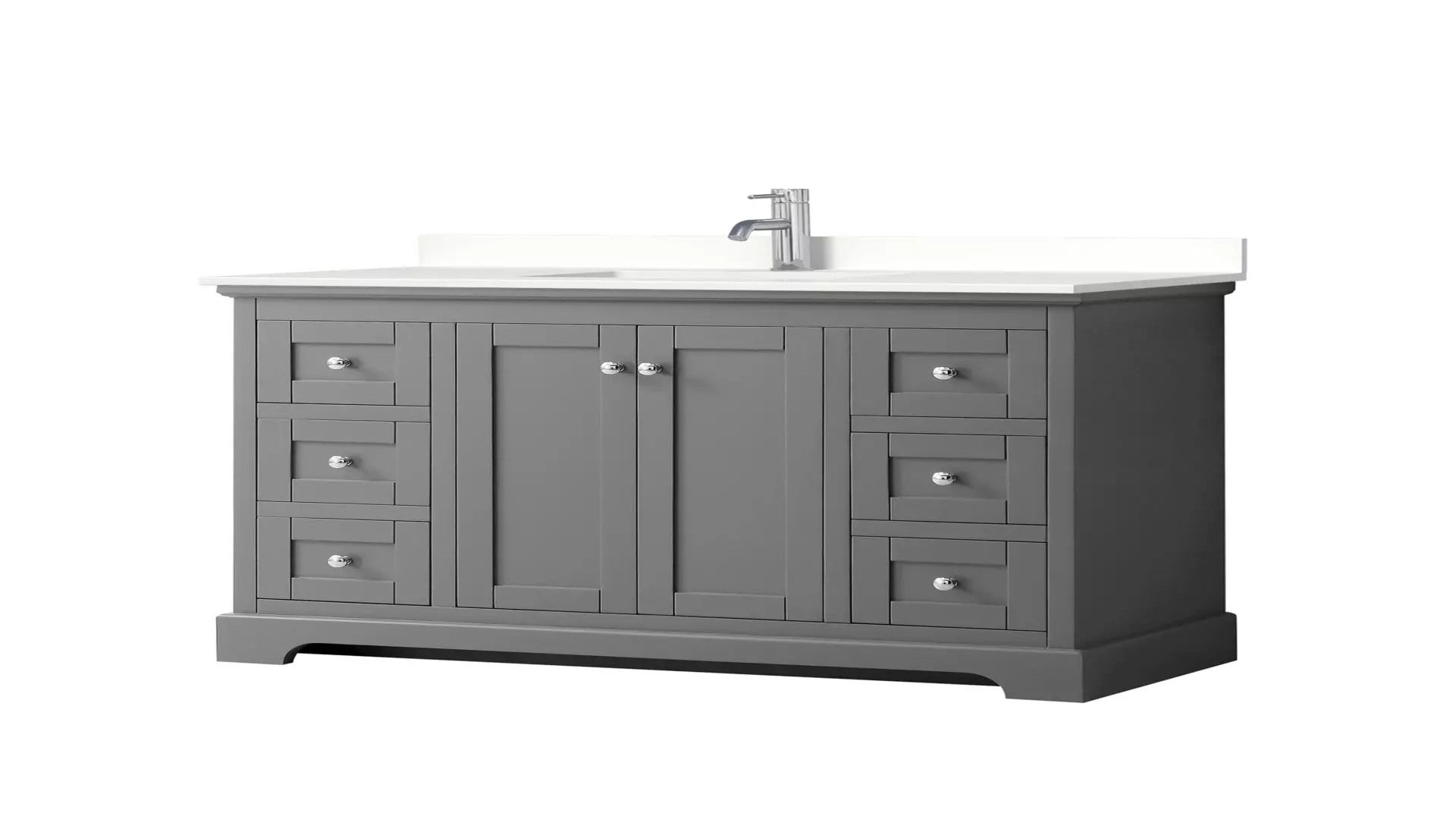 Avery 48 Inch Single Bathroom Vanity in Dark Gray, White Quartz Countertop, Undermount Square Sink (1-Hole), Polished Chrome Trim material