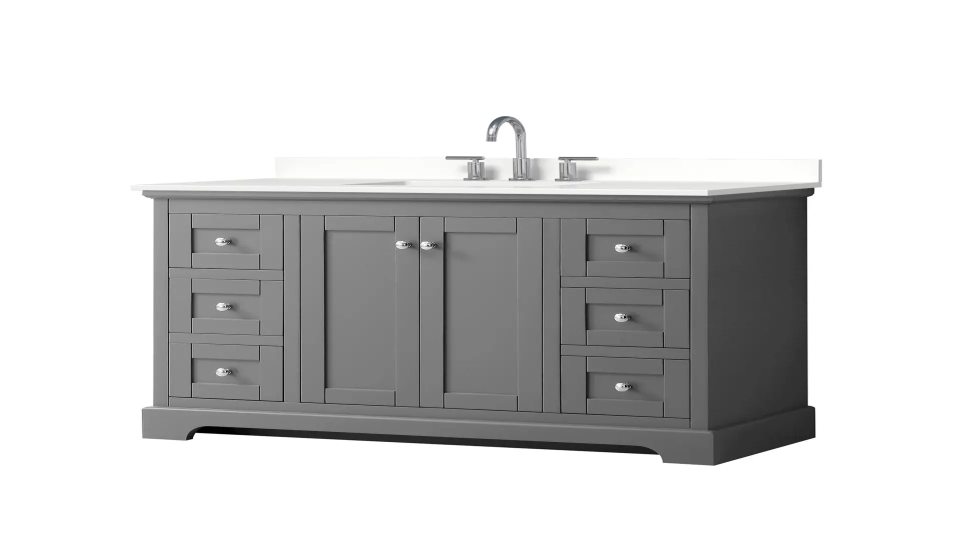 Avery 48 Inch Single Bathroom Vanity in Dark Gray, White Quartz Countertop, Undermount Square Sink (3-Hole), Polished Chrome Trim material
