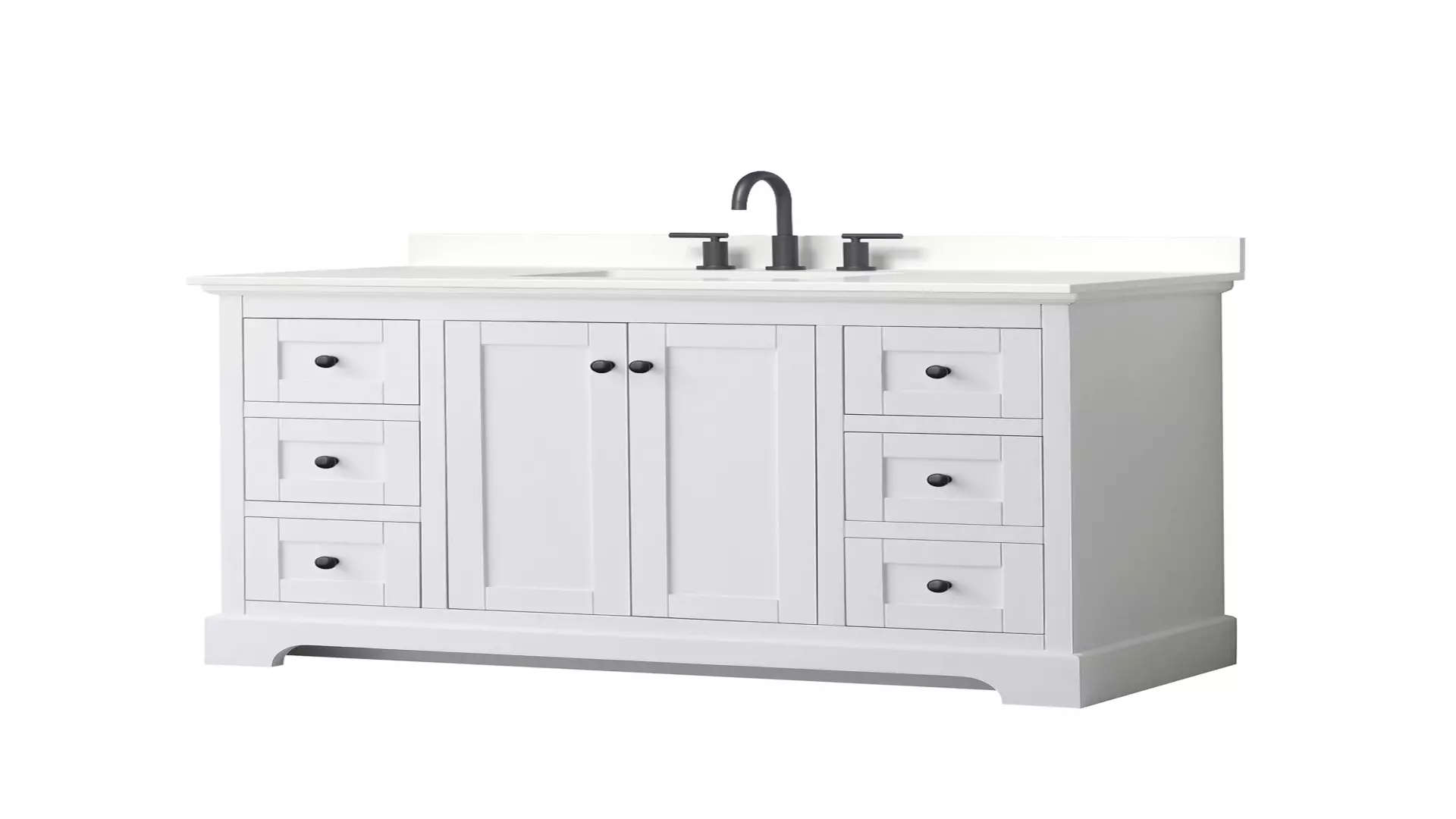 Avery 48 Inch Single Bathroom Vanity in White, White Quartz Countertop, Undermount Square Sink (3-Hole), Matte Black Trim material