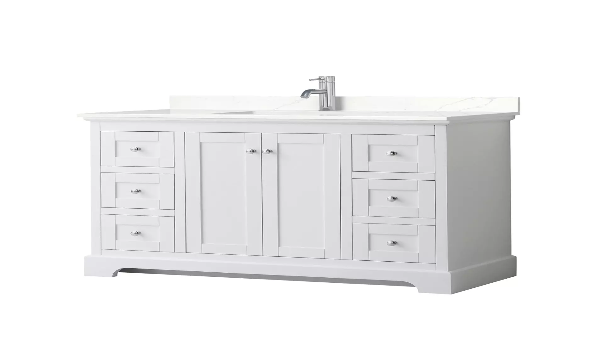 Avery 48 Inch Single Bathroom Vanity in White, Giotto Quartz Countertop, Undermount Square Sink (1-Hole), Polished Chrome Trim material