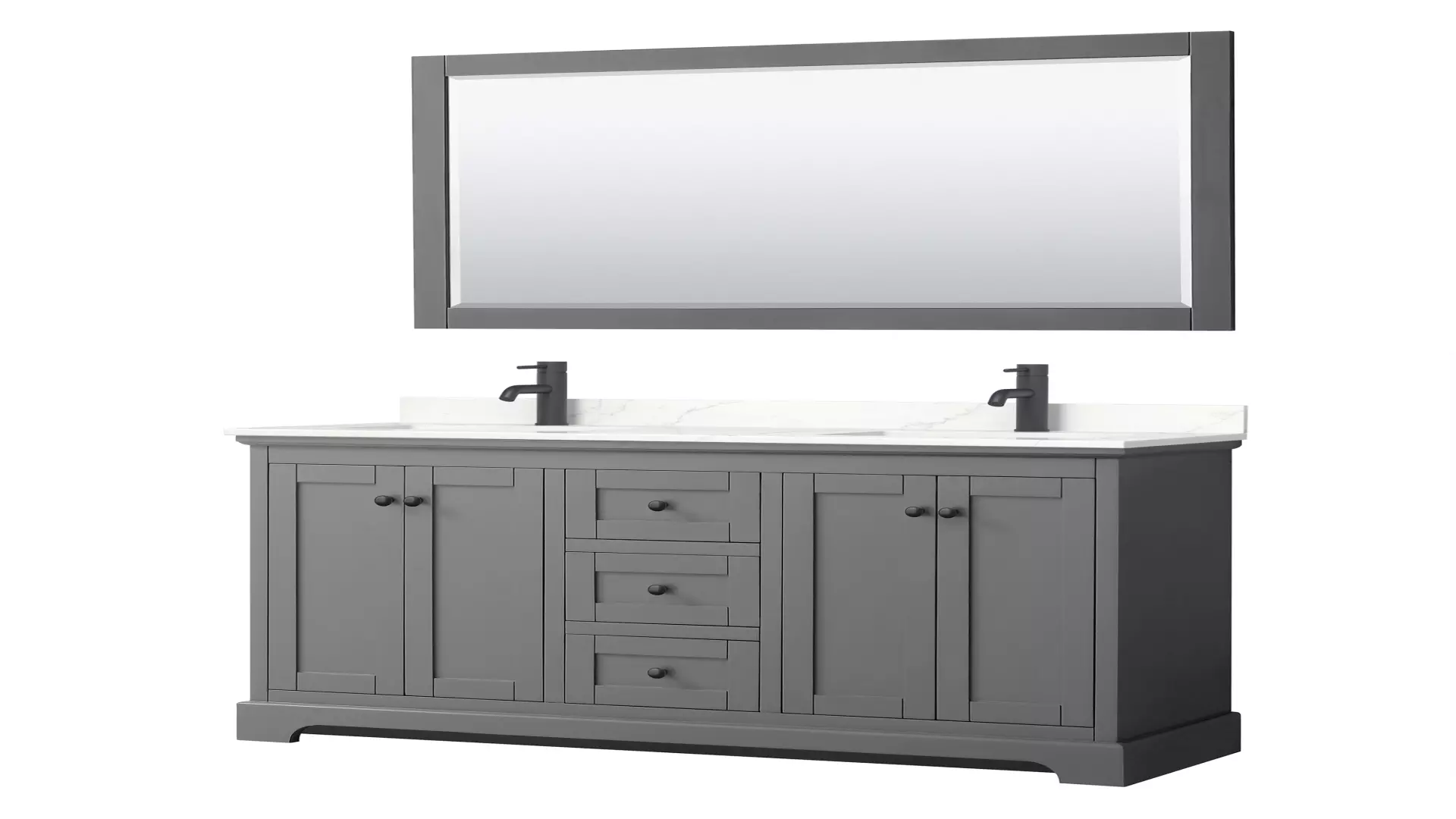 Avery 60 Inch Double Bathroom Vanity in Dark Gray, Giotto Quartz Countertop, Undermount Square Sinks (1-Hole), Matte Black Trim, 58 Inch Mirror material