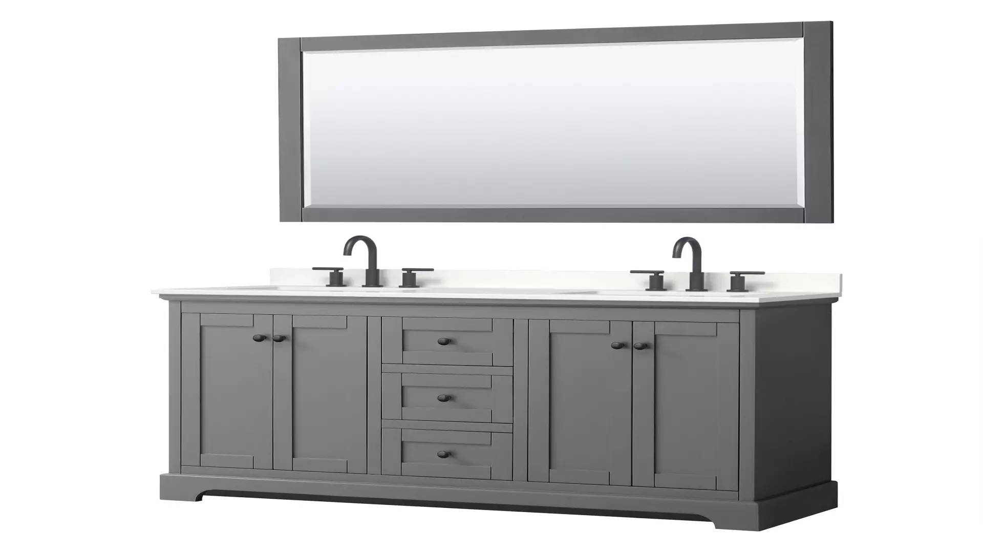 Avery 60 Inch Double Bathroom Vanity in Dark Gray, White Quartz Countertop, Undermount Square Sinks (3-Hole), Matte Black Trim, 58 Inch Mirror material