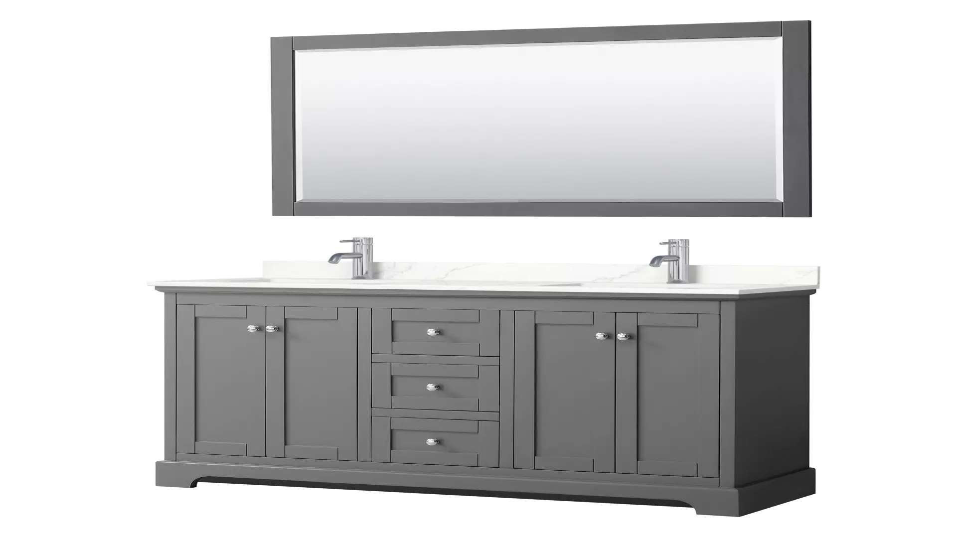 Avery 60 Inch Double Bathroom Vanity in Dark Gray, Giotto Quartz Countertop, Undermount Square Sinks (1-Hole), Polished Chrome Trim, 58 Inch Mirror material