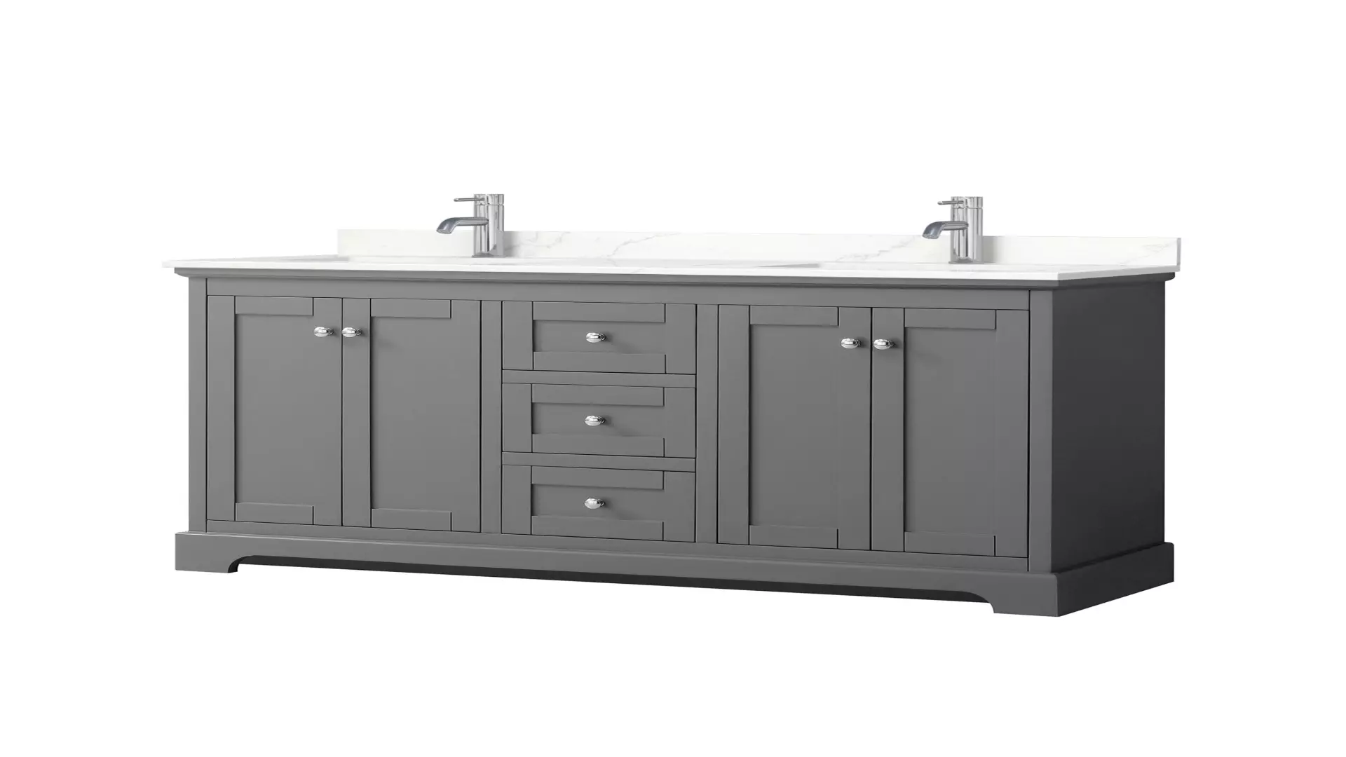 Avery 60 Inch Double Bathroom Vanity in Dark Gray, Giotto Quartz Countertop, Undermount Square Sinks (1-Hole), Polished Chrome Trim material